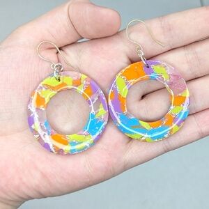 Neon Rainbow Tie-dye Earrings